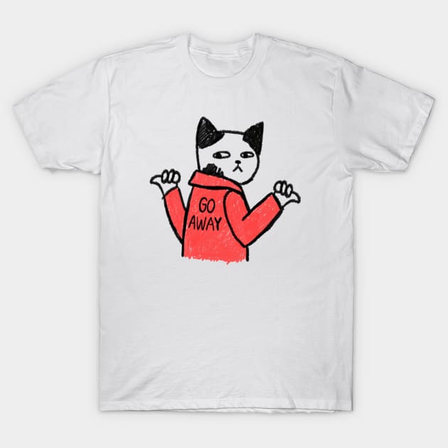 pissed cat with a jacket - go away T-Shirt by maggzstyle